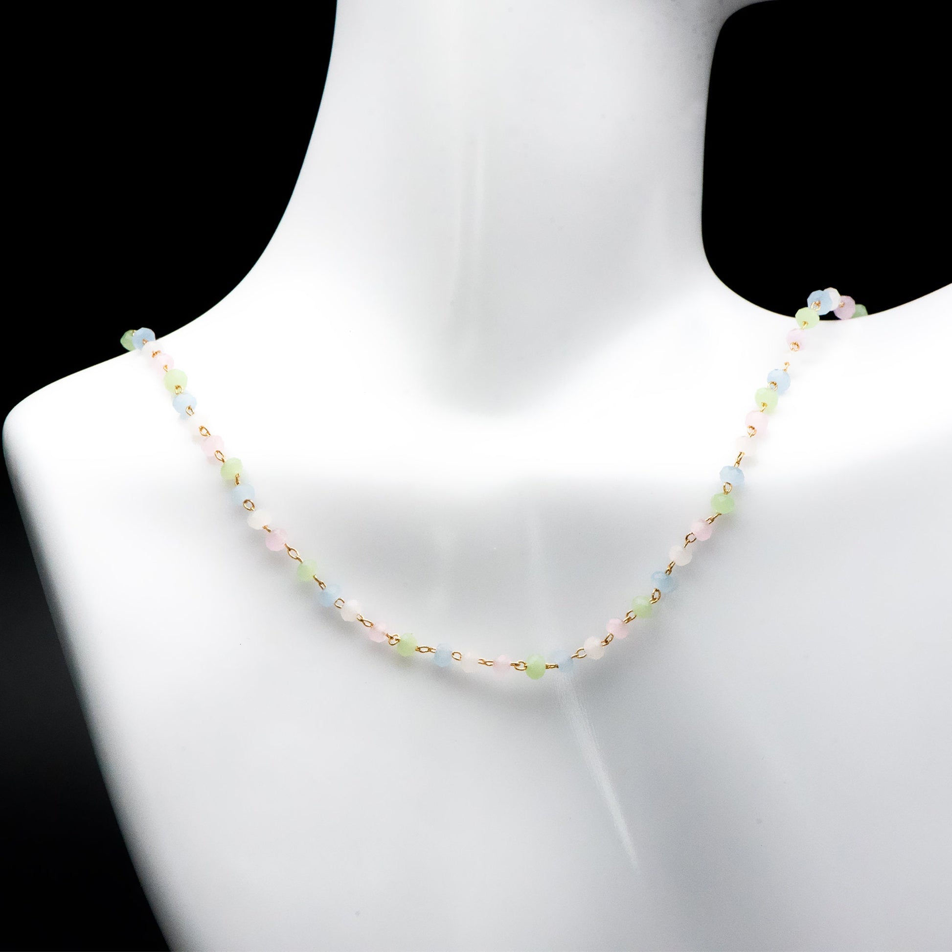 Gold plated Brass Beaded Chains, 3mm Glass Rondelle Beads, Necklace Chain Components (#LK-412-1)/ 1 Meter=3.3 ft