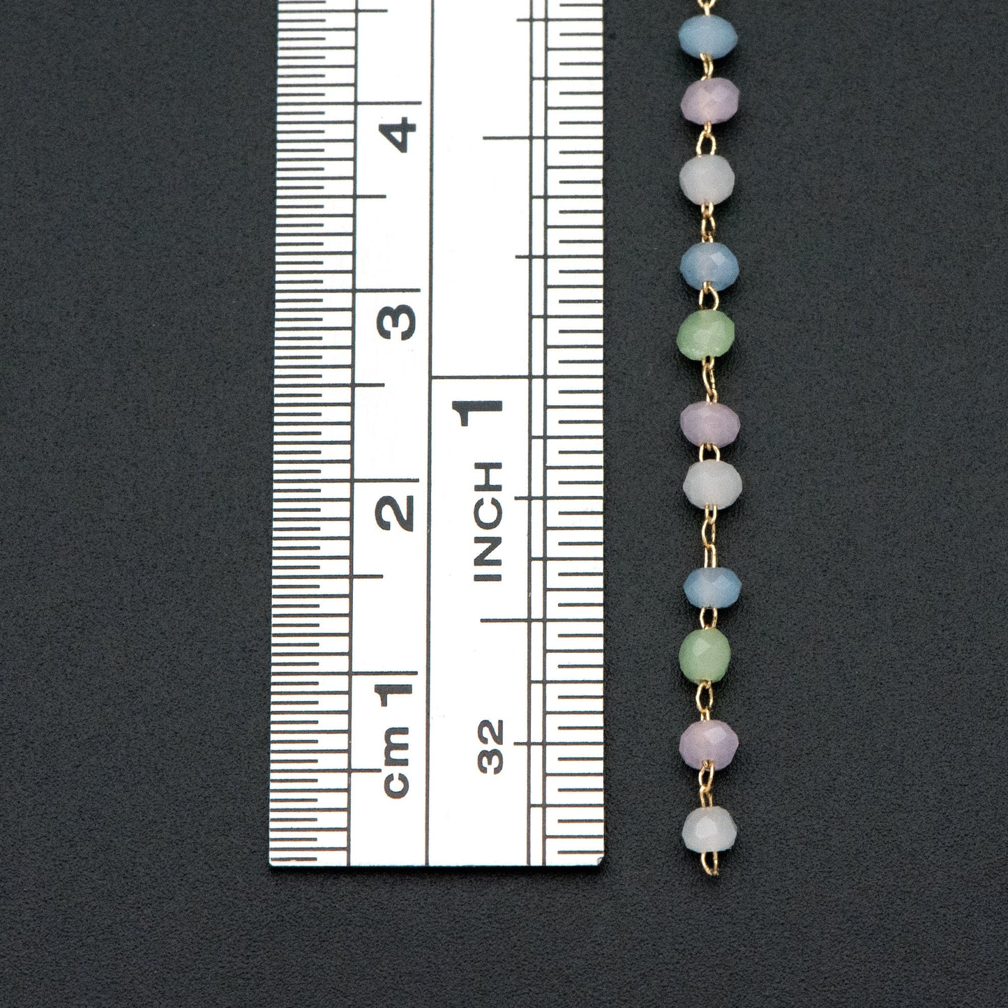 Gold plated Brass Beaded Chains, 3mm Glass Rondelle Beads, Necklace Chain Components (#LK-412-1)/ 1 Meter=3.3 ft