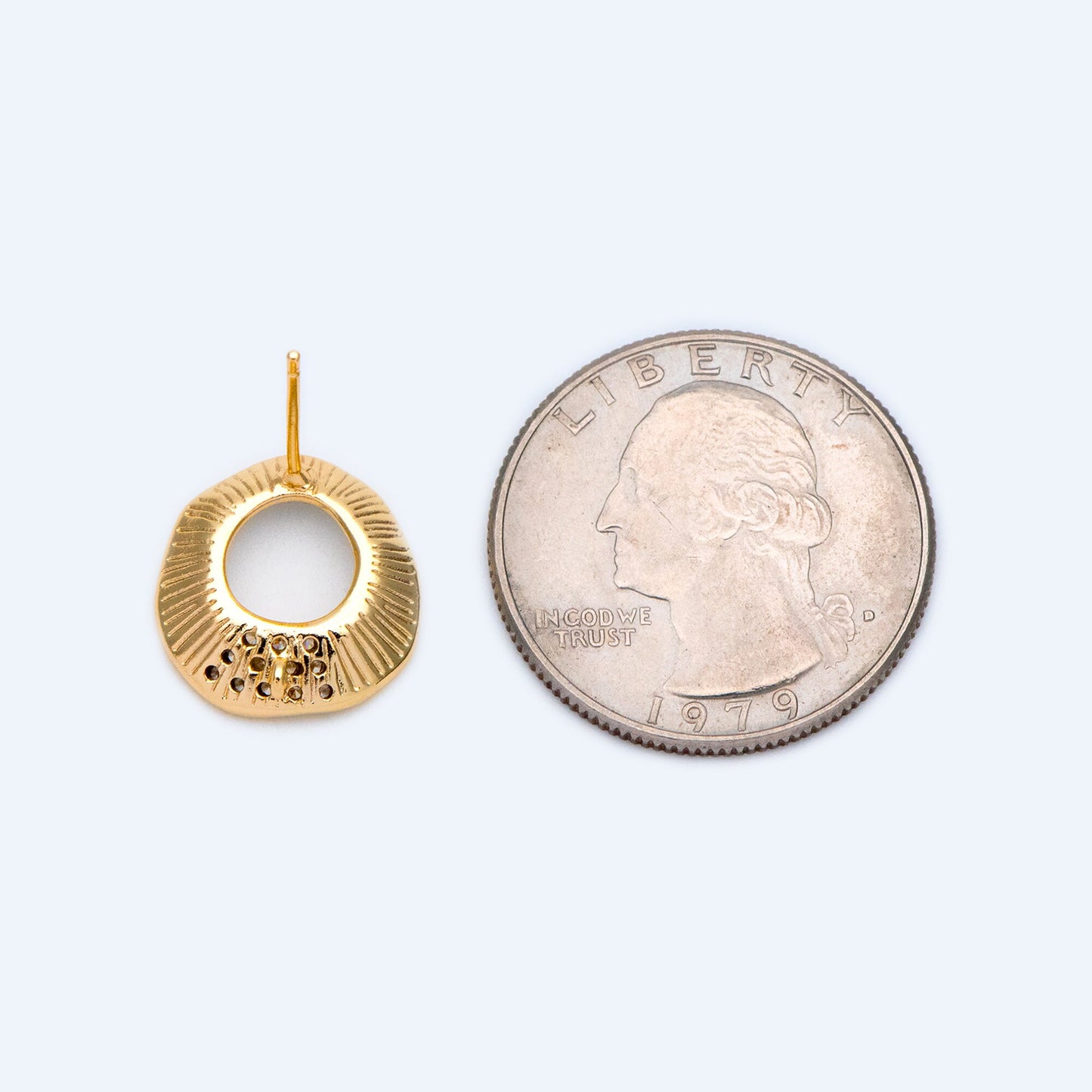 10pcs CZ pave Gold Circle Ear Posts, Black Enamel Geometric Stud Earrings with Loops, DIY Earring Findings (GB-1461-2)