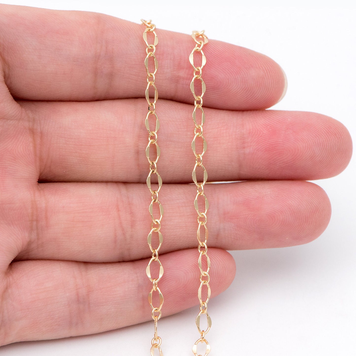 Gold plated Brass Oval Chains 3.5mm, DIY Necklace Findings Wholesale (#LK-383)/ 1 Meter=3.3 ft