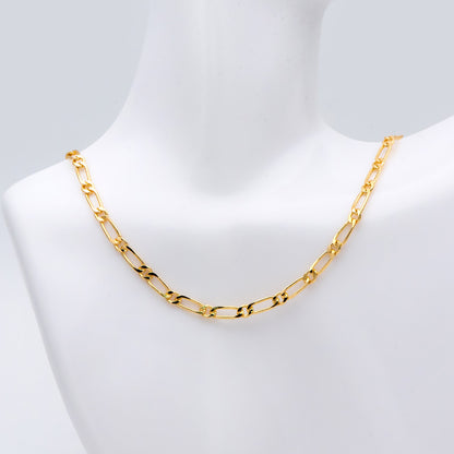 Gold/ Rhodium plated Brass Oval Cable Chains, Figaro Chain Supplies Wholesale (#LK-384)/ 1 Meter=3.3 ft