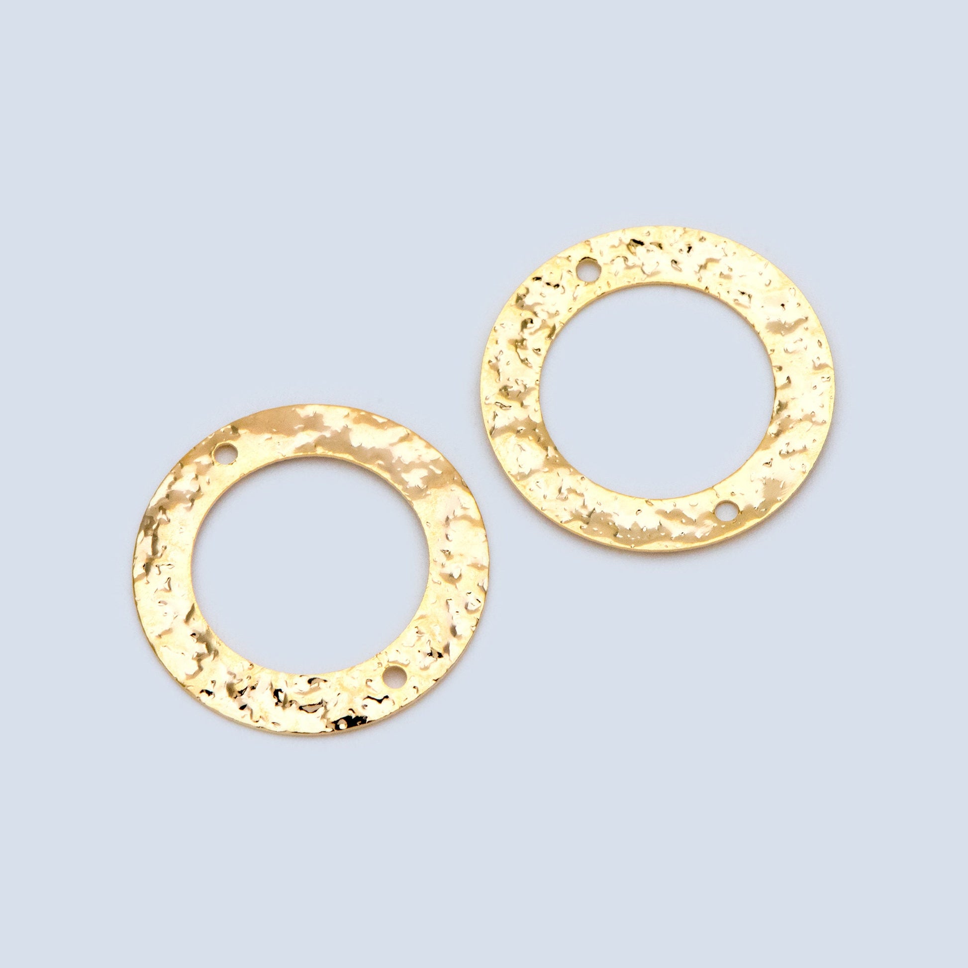 10pcs Gold/ Silver tone Circle Disc Connector Pendant 21mm, Gold/ Rhodium plated Brass Geometric Hammered Charms (GB-1422-A)
