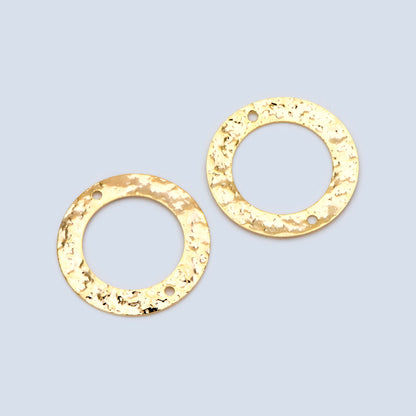 10pcs Gold/ Silver tone Circle Disc Connector Pendant 21mm, Gold/ Rhodium plated Brass Geometric Hammered Charms (GB-1422-A)
