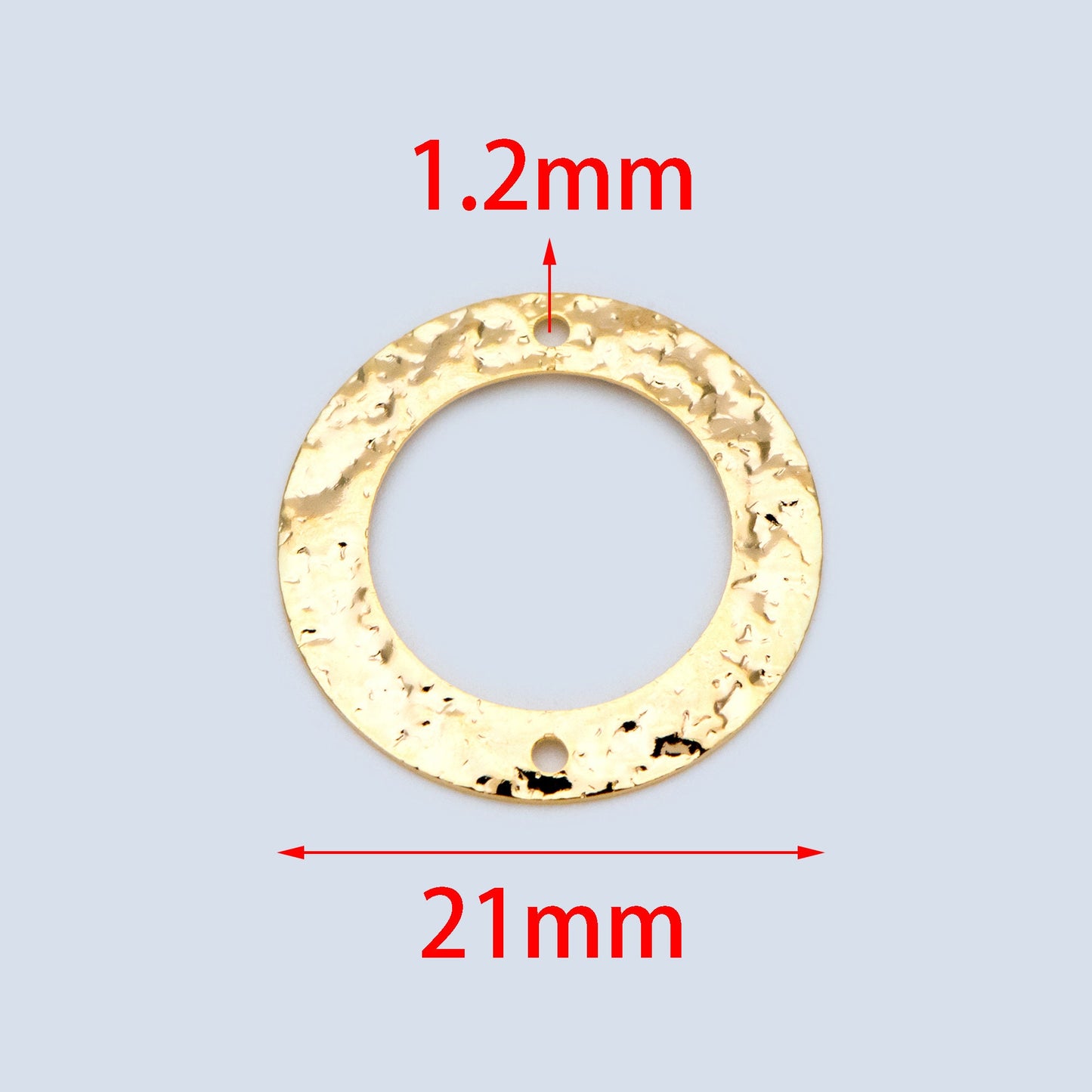 10pcs Gold/ Silver tone Circle Disc Connector Pendant 21mm, Gold/ Rhodium plated Brass Geometric Hammered Charms (GB-1422-A)