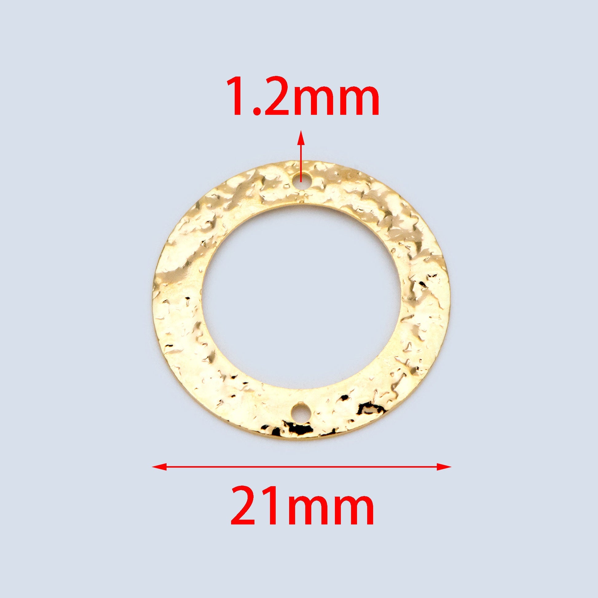 10pcs Gold/ Silver tone Circle Disc Connector Pendant 21mm, Gold/ Rhodium plated Brass Geometric Hammered Charms (GB-1422-A)
