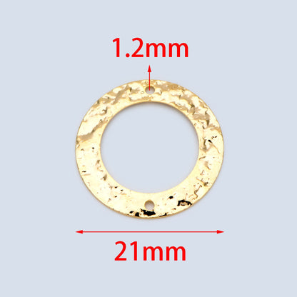 10pcs Gold/ Silver tone Circle Disc Connector Pendant 21mm, Gold/ Rhodium plated Brass Geometric Hammered Charms (GB-1422-A)