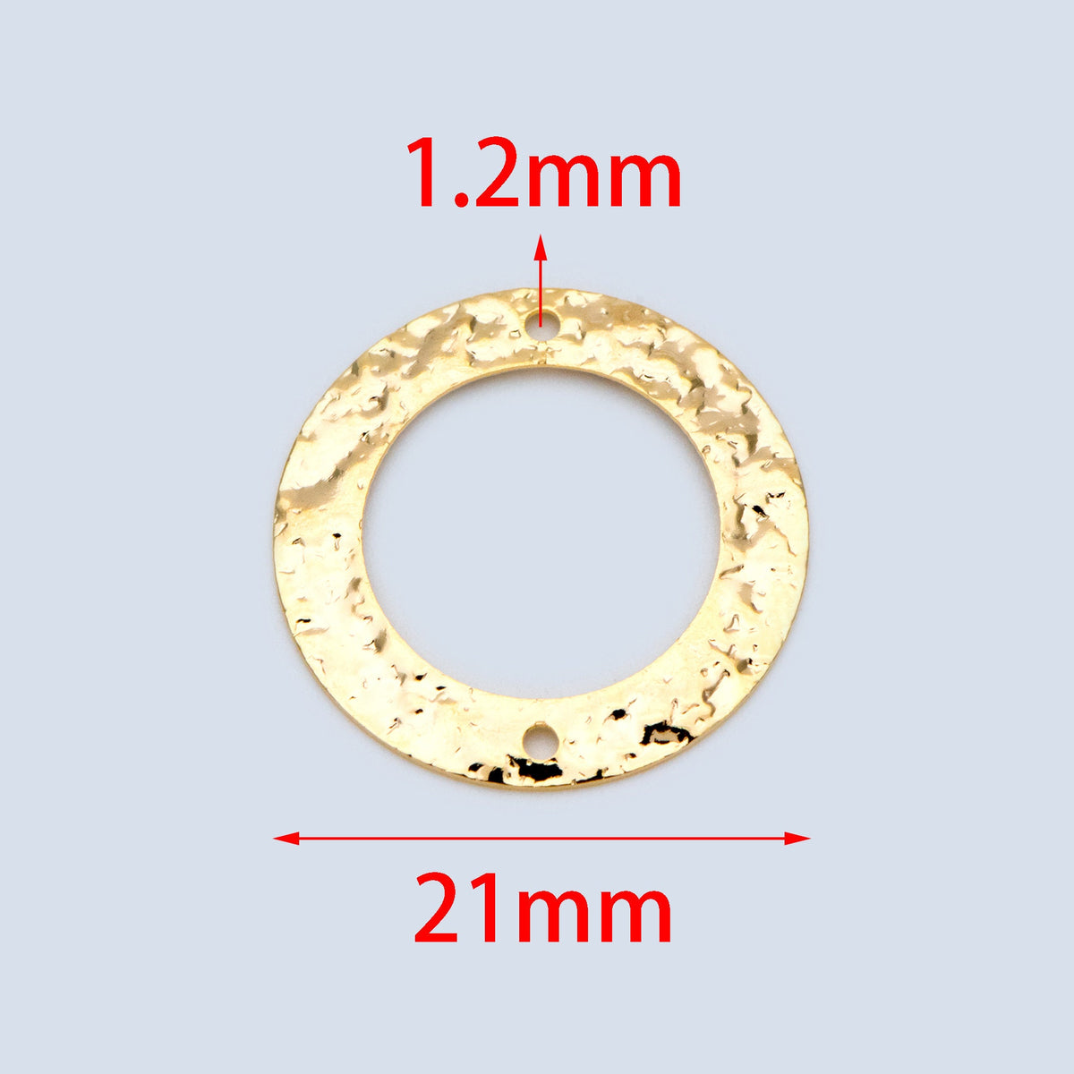 10pcs Gold/ Silver tone Circle Disc Connector Pendant 21mm, Gold/ Rhodium plated Brass Geometric Hammered Charms (GB-1422-A)