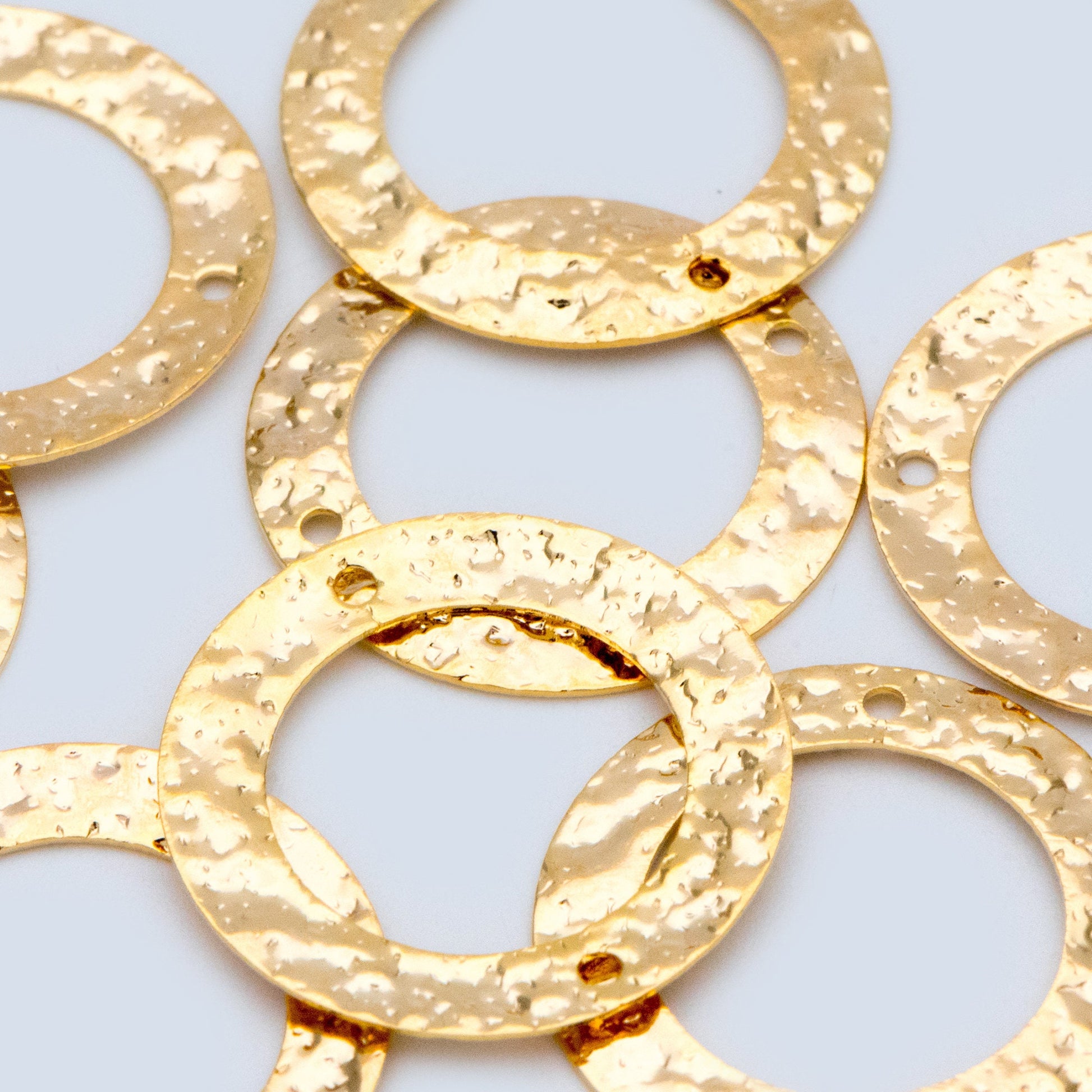 10pcs Gold/ Silver tone Circle Disc Connector Pendant 21mm, Gold/ Rhodium plated Brass Geometric Hammered Charms (GB-1422-A)