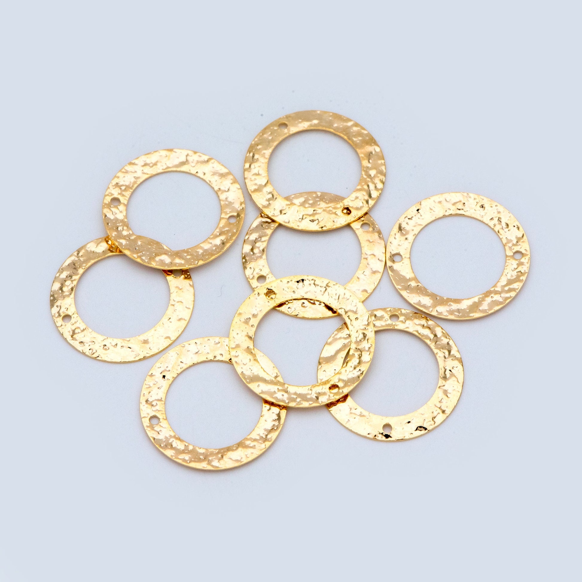 10pcs Gold/ Silver tone Circle Disc Connector Pendant 21mm, Gold/ Rhodium plated Brass Geometric Hammered Charms (GB-1422-A)