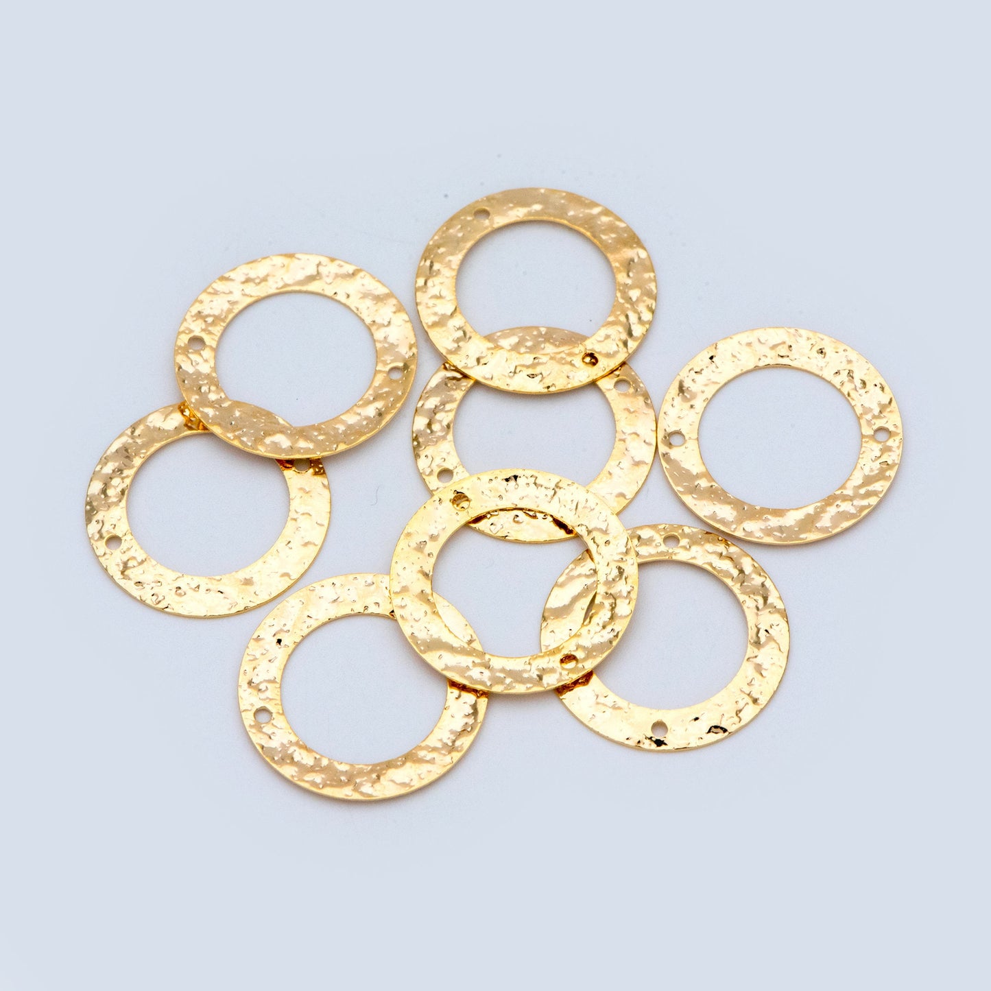 10pcs Gold/ Silver tone Circle Disc Connector Pendant 21mm, Gold/ Rhodium plated Brass Geometric Hammered Charms (GB-1422-A)