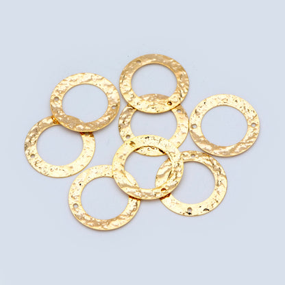 10pcs Gold/ Silver tone Circle Disc Connector Pendant 21mm, Gold/ Rhodium plated Brass Geometric Hammered Charms (GB-1422-A)