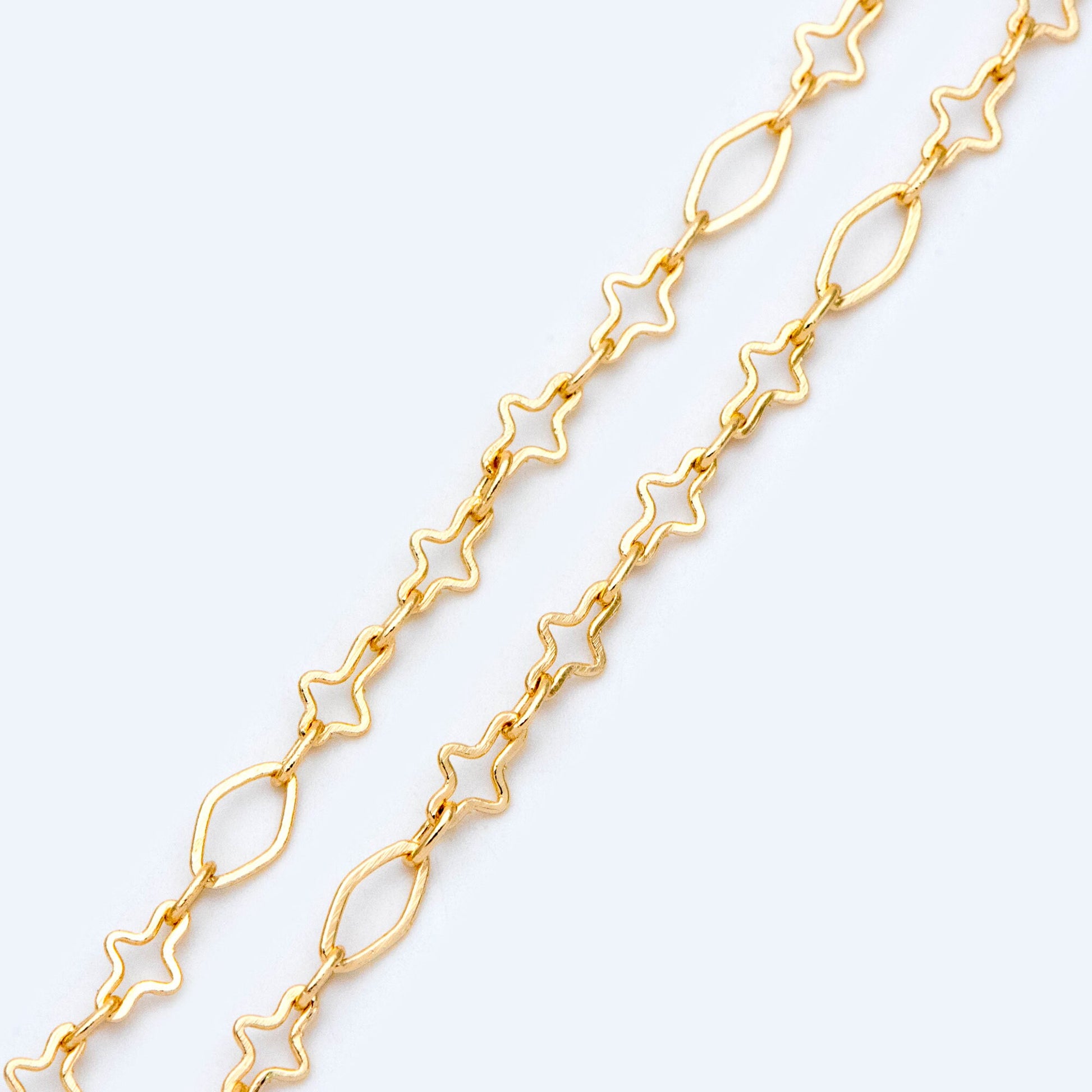 Gold plated Brass Link Chains, Specialty Chains for DIY Necklace, Chain Findings (#LK-430)/ 1 Meter=3.3 ft
