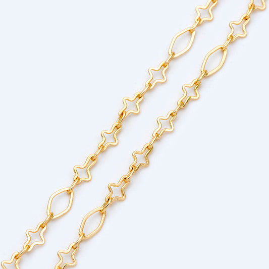 Gold plated Brass Link Chains, Specialty Chains for DIY Necklace, Chain Findings (#LK-430)/ 1 Meter=3.3 ft