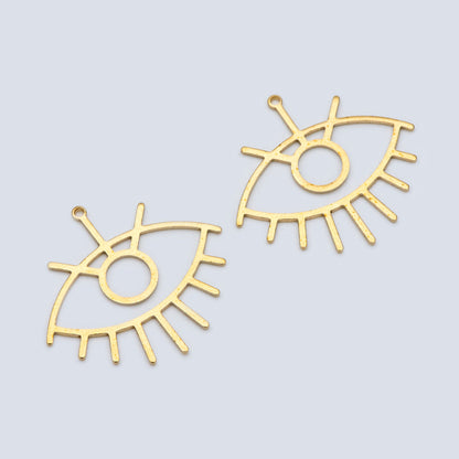 10pcs Raw Brass Evil Eye Charm Pendants 36mm (RB-189)