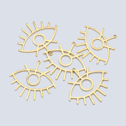 10pcs Raw Brass Evil Eye Charm Pendants 36mm (RB-189)