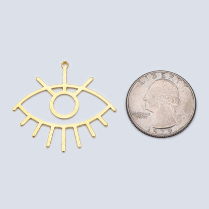10pcs Raw Brass Evil Eye Charm Pendants 36mm (RB-189)