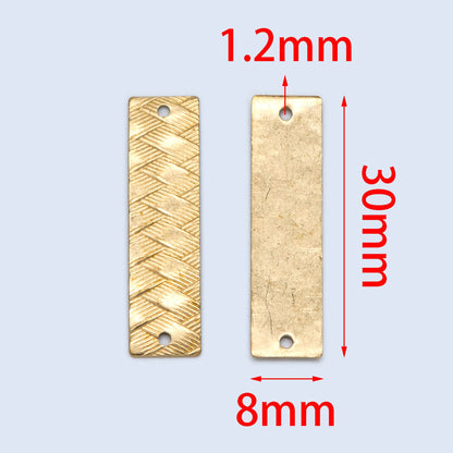 20pcs Raw Brass Rectangle Connectors 30x8mm, Solid Brass Square Pendants, Yellow Brass Bar Charms Wholesale (RB-193)