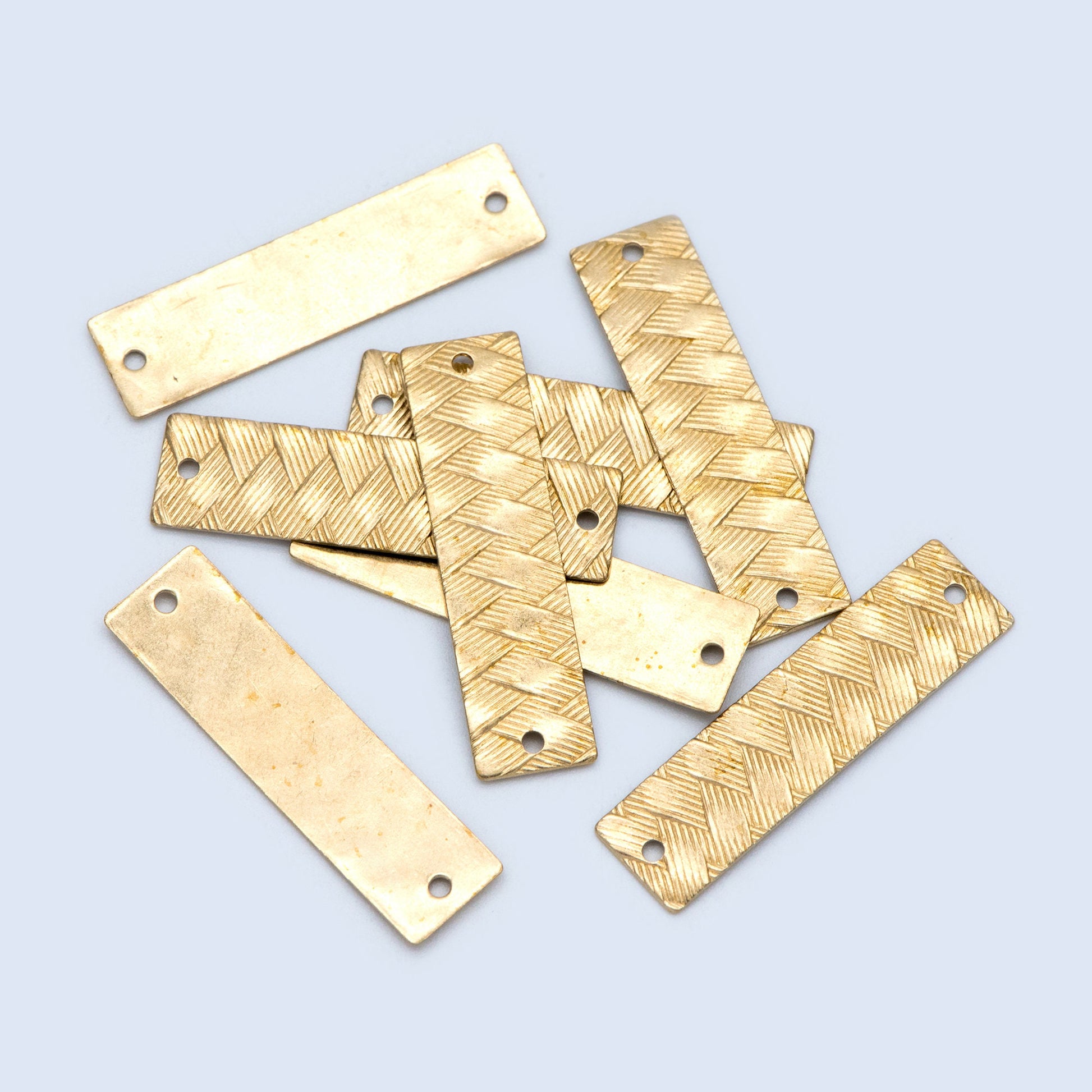20pcs Raw Brass Rectangle Connectors 30x8mm, Solid Brass Square Pendants, Yellow Brass Bar Charms Wholesale (RB-193)