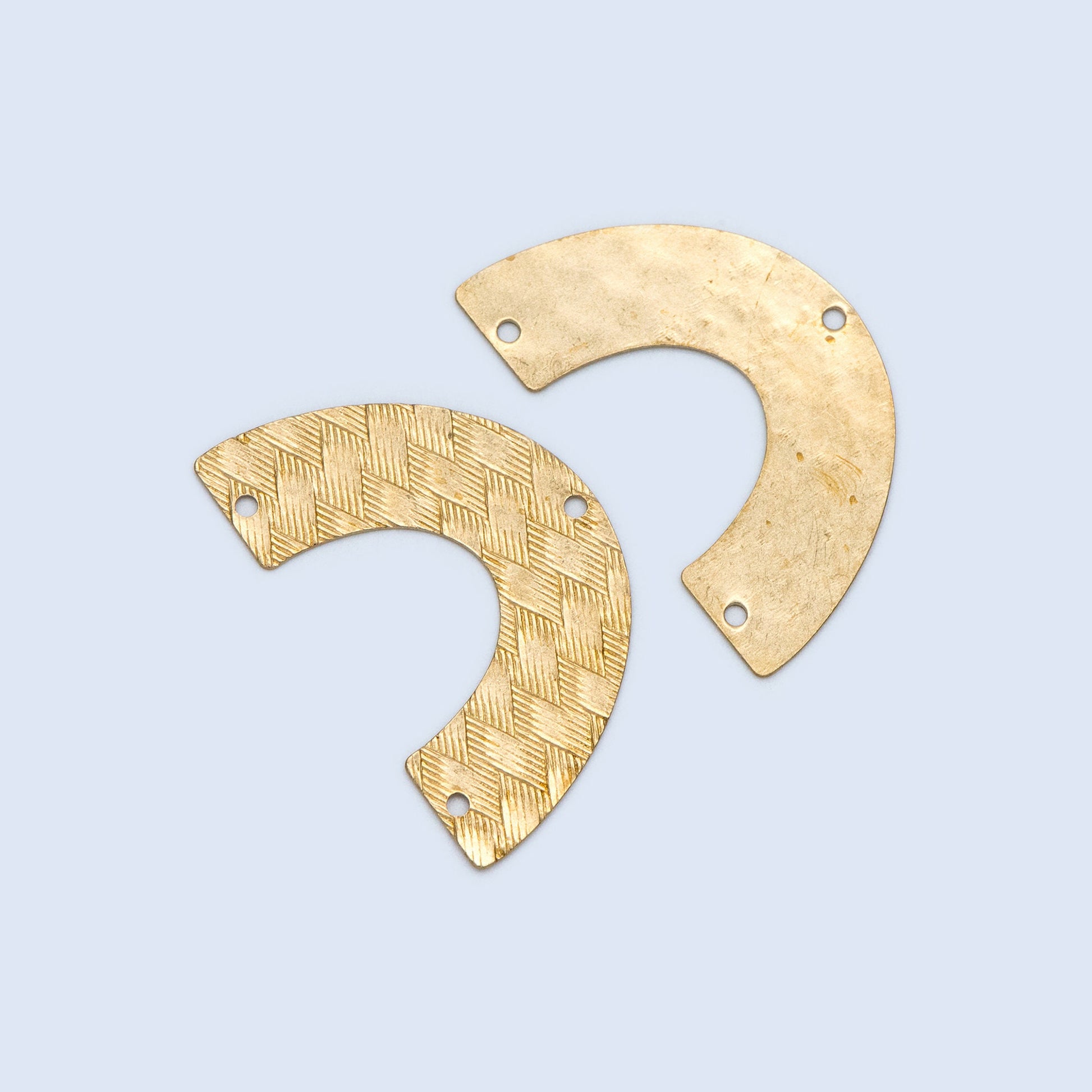 20pcs Raw Brass Fan Charm Connectors 34x21mm, Rainbow Shaped Brass Pendants Wholesale (RB-194)