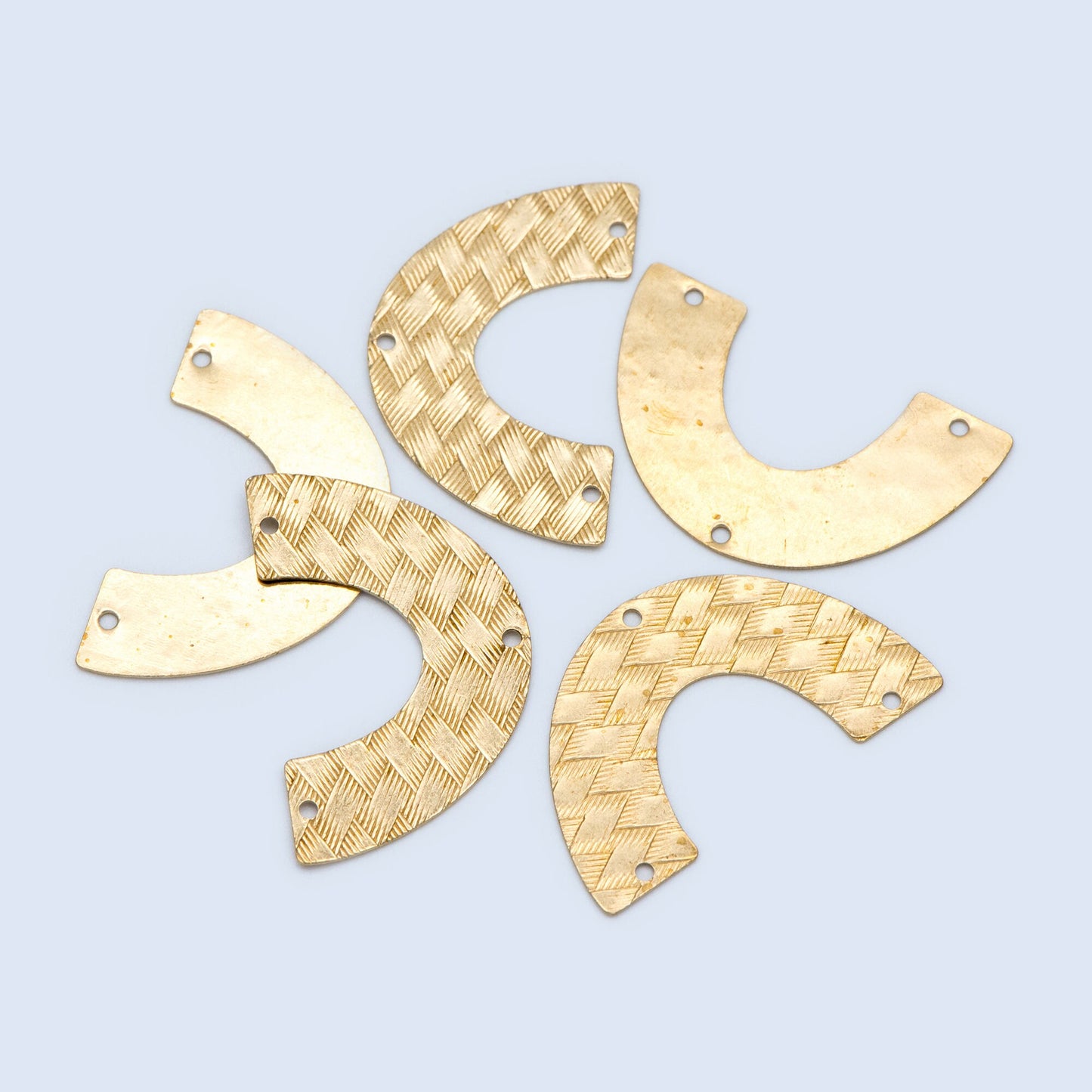 20pcs Raw Brass Fan Charm Connectors 34x21mm, Rainbow Shaped Brass Pendants Wholesale (RB-194)