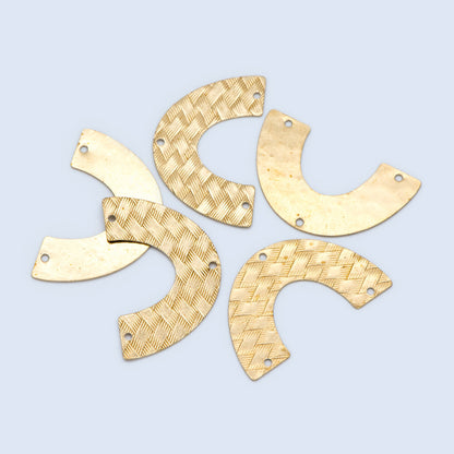 20pcs Raw Brass Fan Charm Connectors 34x21mm, Rainbow Shaped Brass Pendants Wholesale (RB-194)