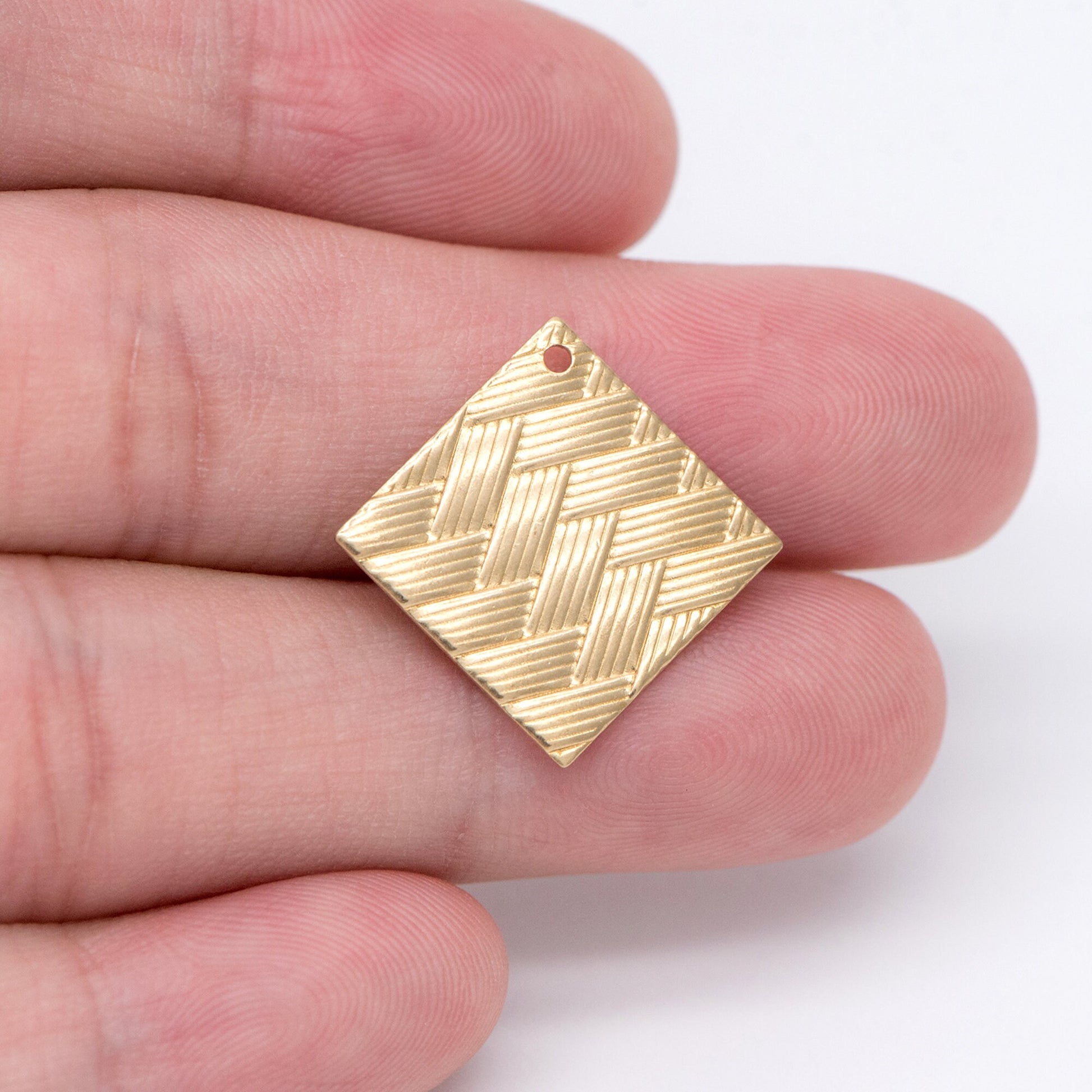 20pcs Raw Brass Square Charm, Geometric Disc Pendants 15mm, Brass Findings Wholesale (RB-192)