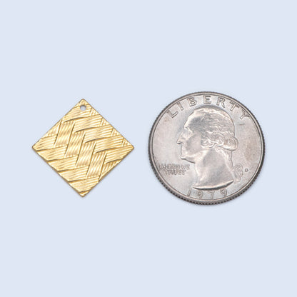 20pcs Raw Brass Square Charm, Geometric Disc Pendants 15mm, Brass Findings Wholesale (RB-192)