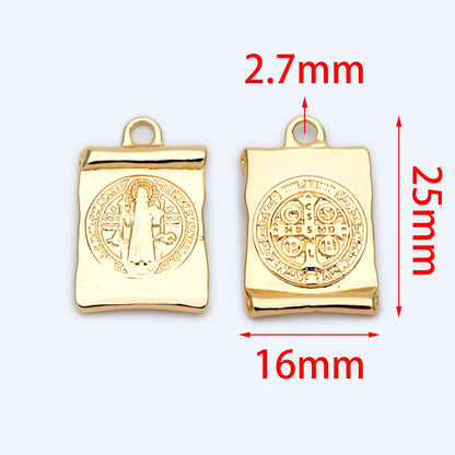 10pcs Gold/ Silver Tone San Benito Charm,16x25mm, Cross Medallion Pendant, Religious Jewelry Making Supply (GB-1528)