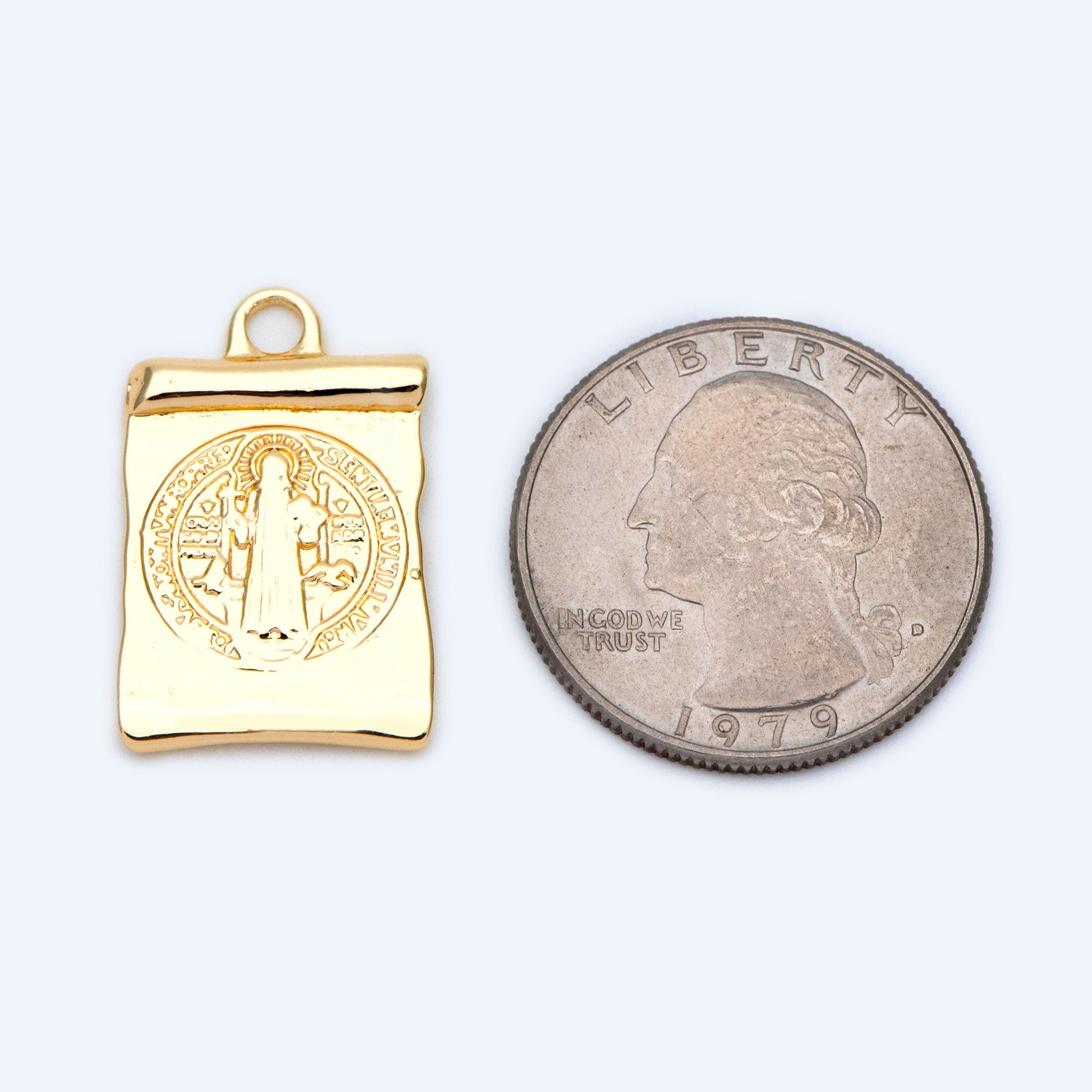 10pcs Gold/ Silver Tone San Benito Charm,16x25mm, Cross Medallion Pendant, Religious Jewelry Making Supply (GB-1528)