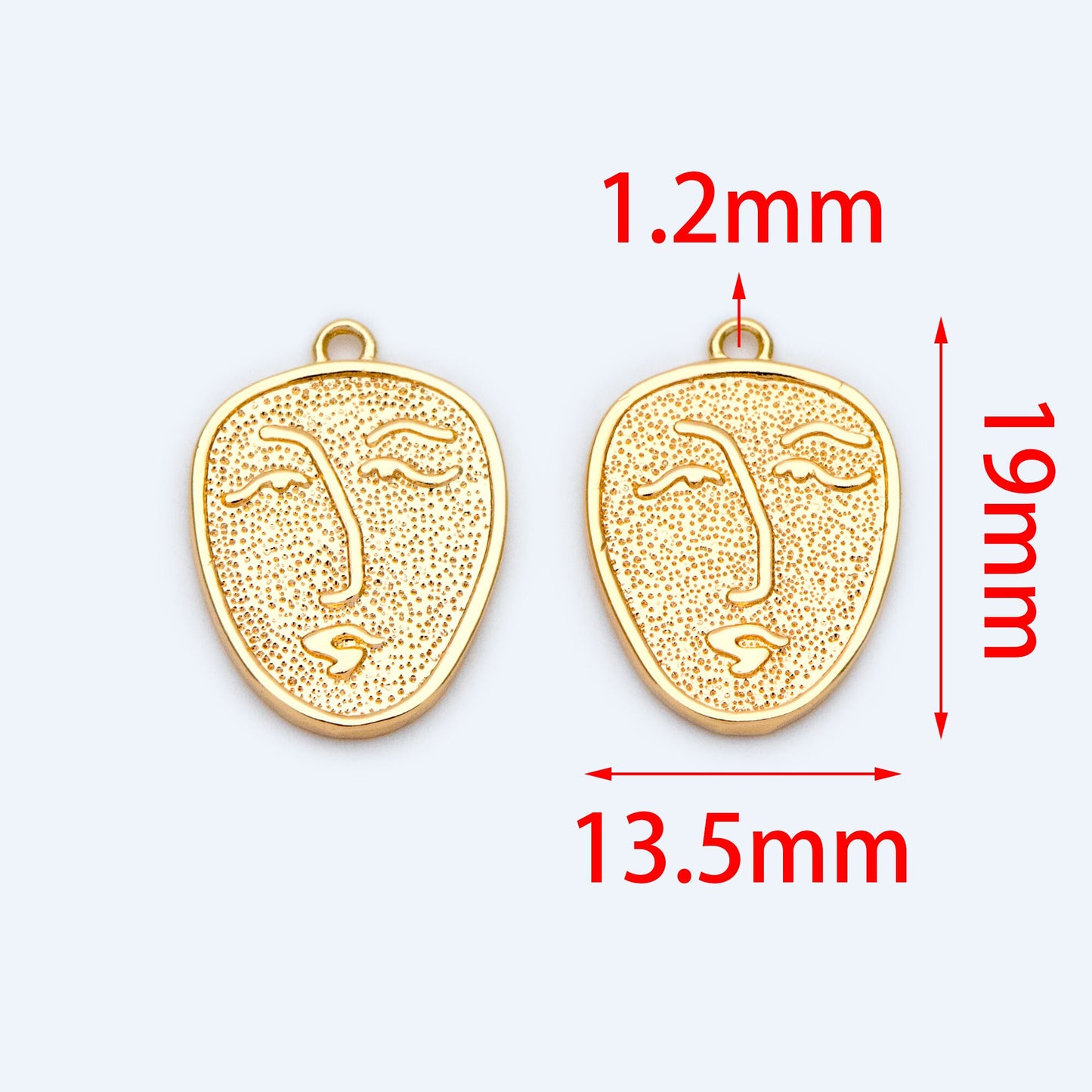 10pcs Gold/ Silver Tone Face Charm 19x13.5mm,18K Gold plated Brass, Jewelry Supply (GB-1532)
