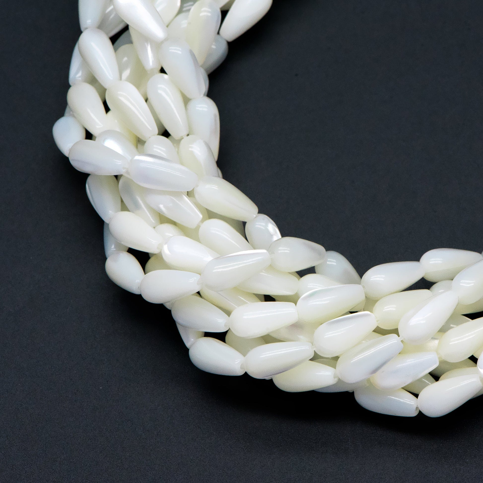 White Mother of Pearl Shell Teardrop Beads 5x12mm, Top Drilled Tube MOP beads -(#V1359) Full strand