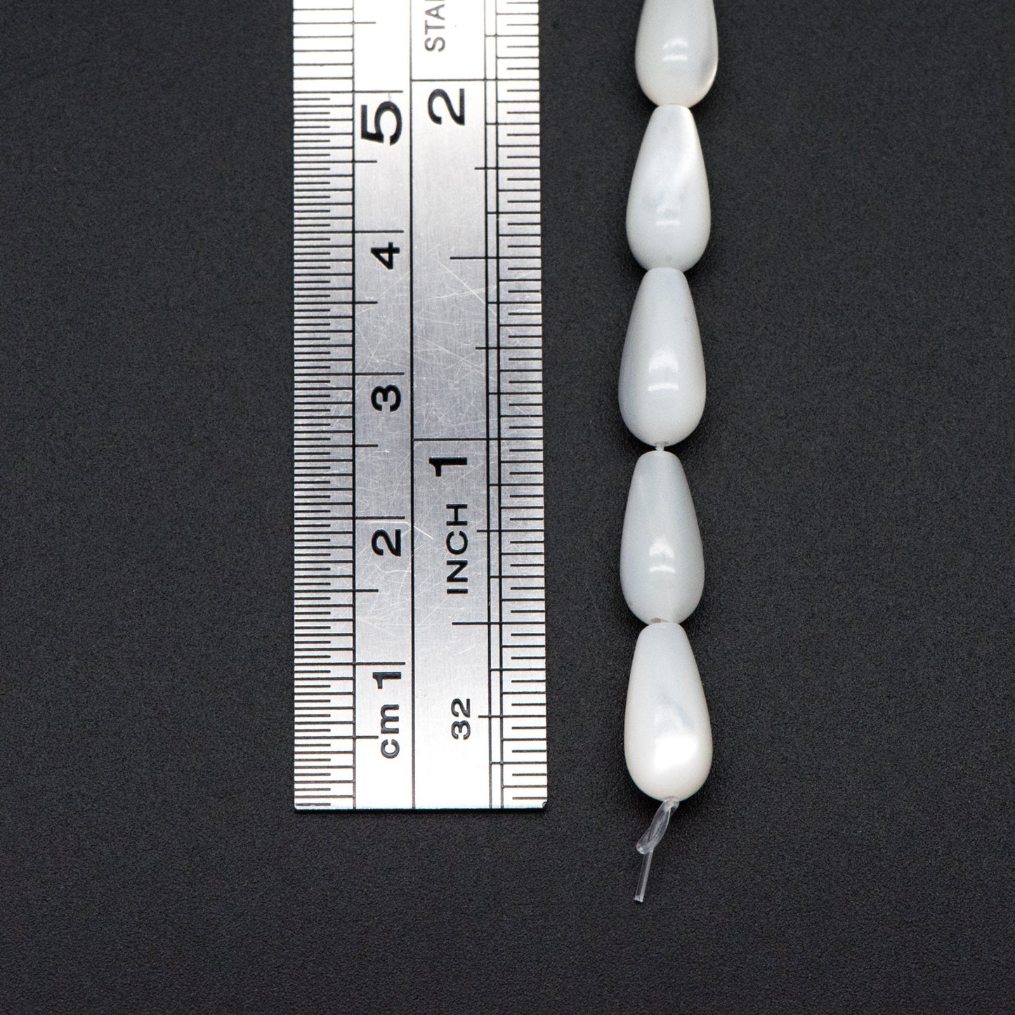 White Mother of Pearl Shell Teardrop Beads 5x12mm, Top Drilled Tube MOP beads -(#V1359) Full strand