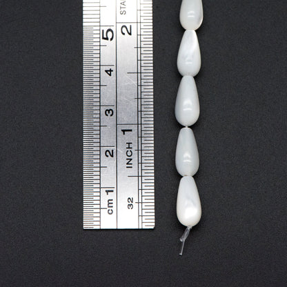 White Mother of Pearl Shell Teardrop Beads 5x12mm, Top Drilled Tube MOP beads -(#V1359) Full strand