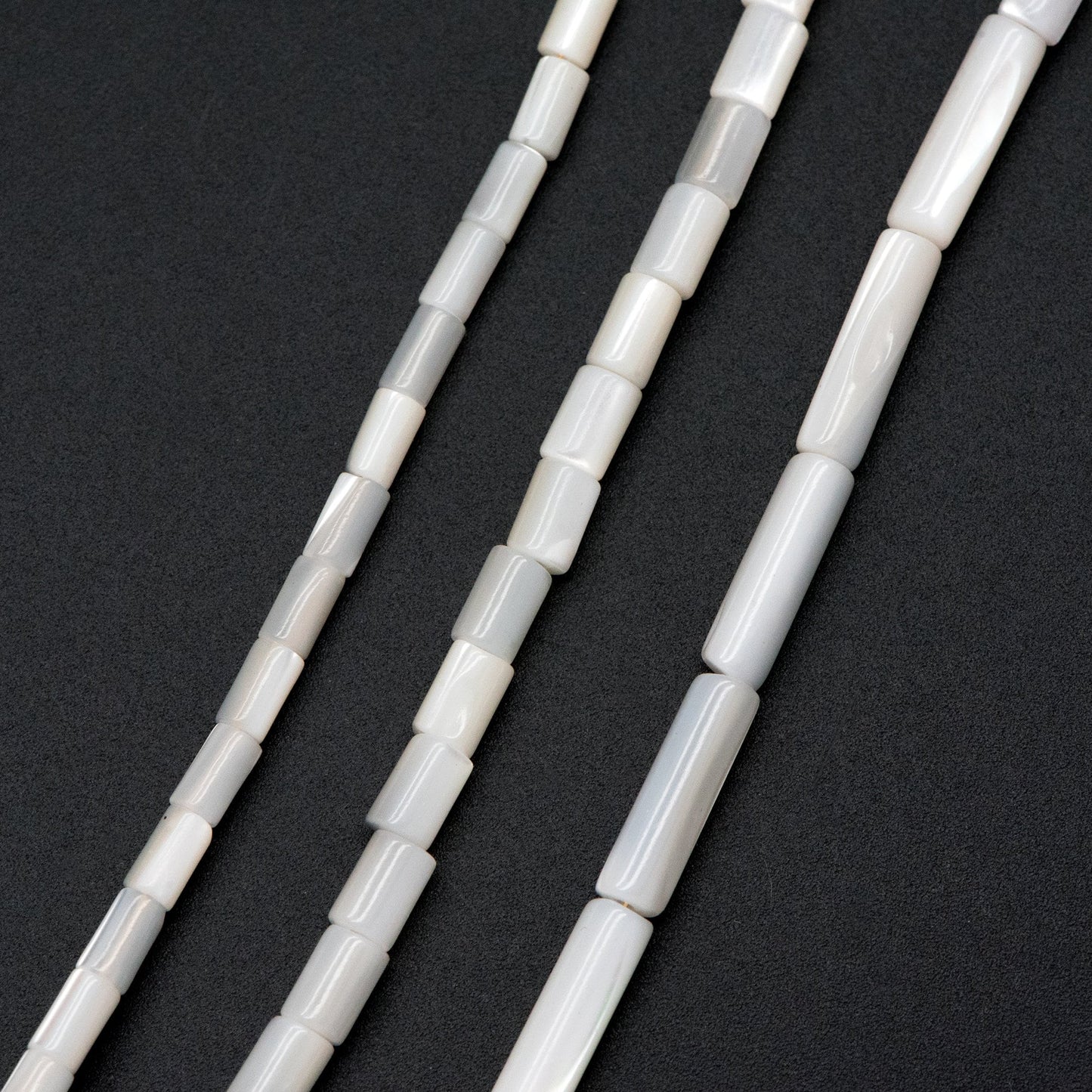 1 full strand, MOP Shell Stick beads, White Mother of Pearl Tube, Top Drilled Through, Multi Size -V1068