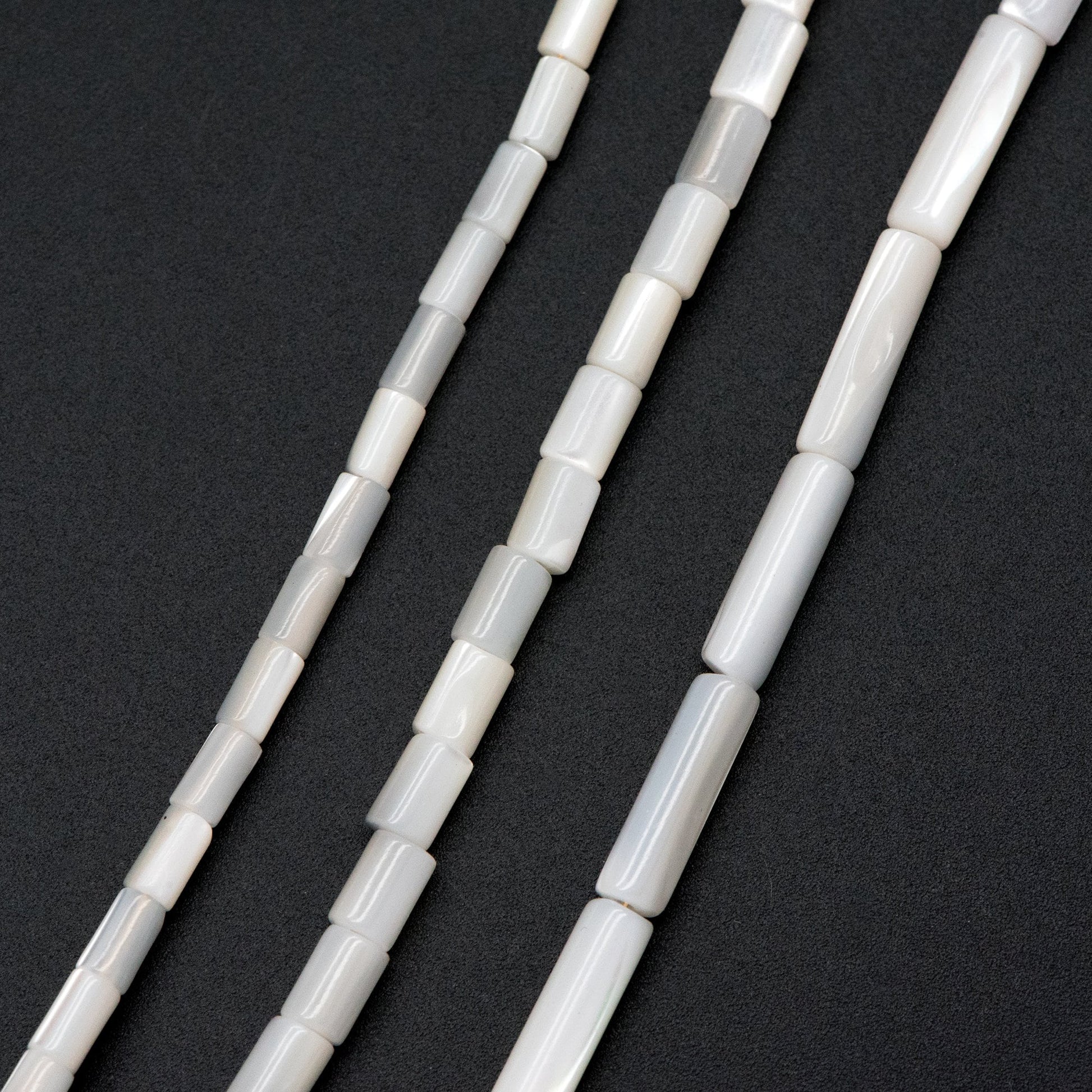 1 full strand, MOP Shell Stick beads, White Mother of Pearl Tube, Top Drilled Through, Multi Size -V1068