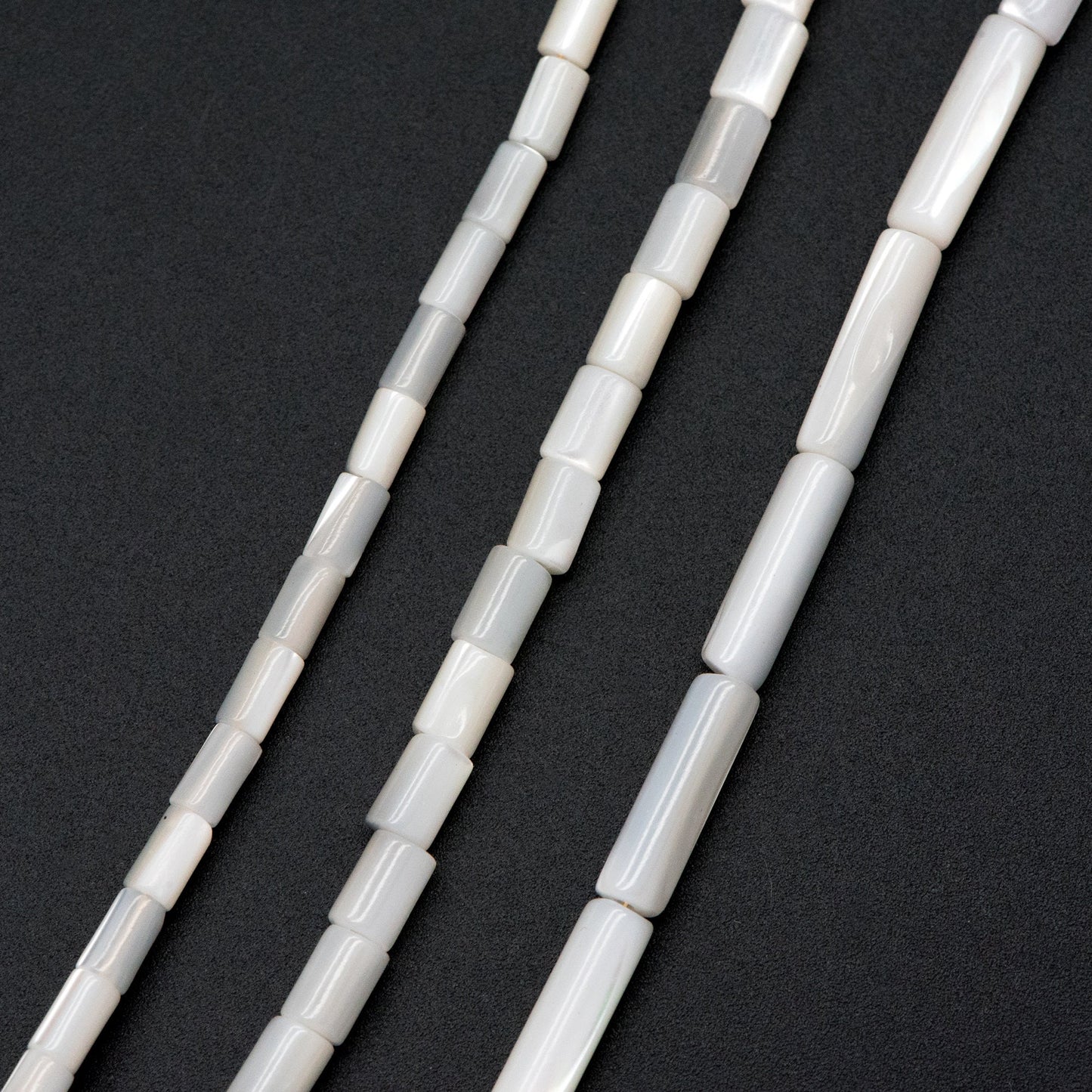 1 full strand, MOP Shell Stick beads, White Mother of Pearl Tube, Top Drilled Through, Multi Size -V1068