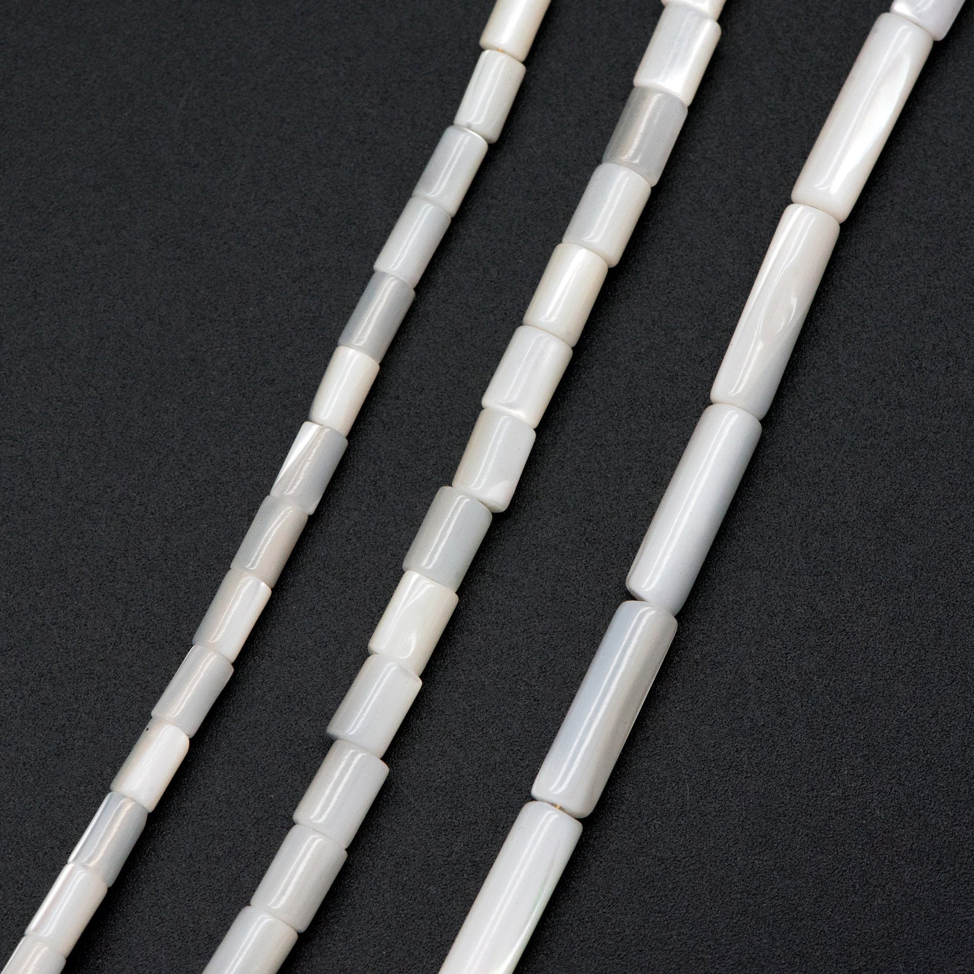 1 full strand, MOP Shell Stick beads, White Mother of Pearl Tube, Top Drilled Through, Multi Size -V1068