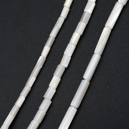 1 full strand, MOP Shell Stick beads, White Mother of Pearl Tube, Top Drilled Through, Multi Size -V1068