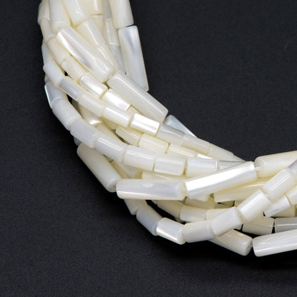1 full strand, MOP Shell Stick beads, White Mother of Pearl Tube, Top Drilled Through, Multi Size -V1068