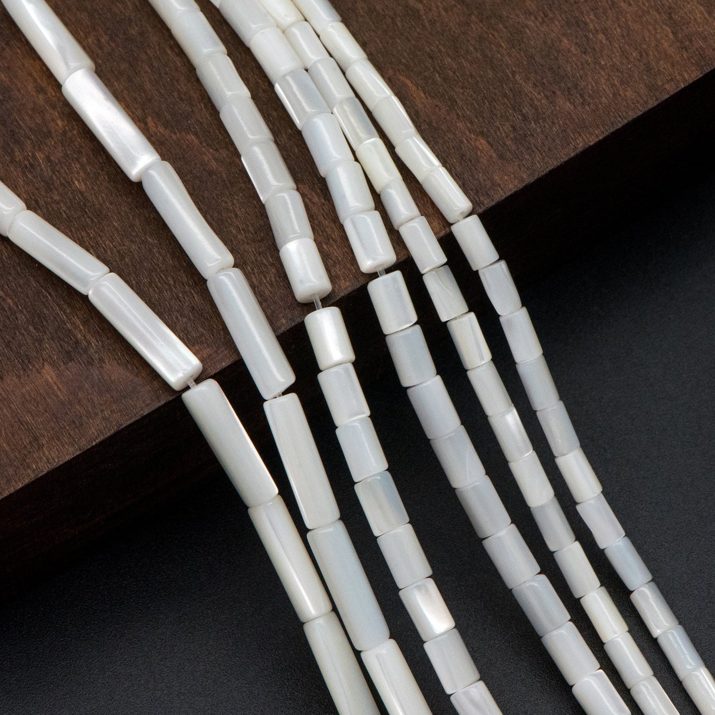 1 full strand, MOP Shell Stick beads, White Mother of Pearl Tube, Top Drilled Through, Multi Size -V1068