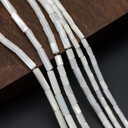 1 full strand, MOP Shell Stick beads, White Mother of Pearl Tube, Top Drilled Through, Multi Size -V1068