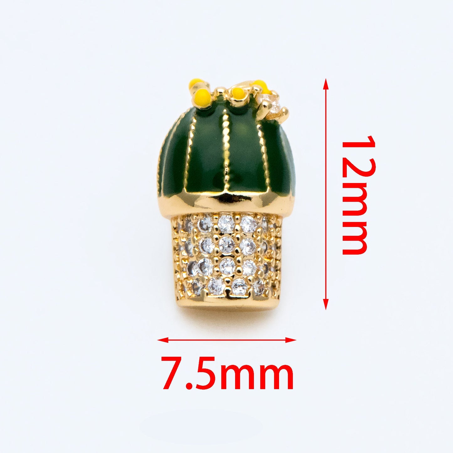 4pcs CZ Pave Enamel Cactus Stud Earrings, 18K Gold plated Brass, Cactus Ear Posts (#GB-1503)