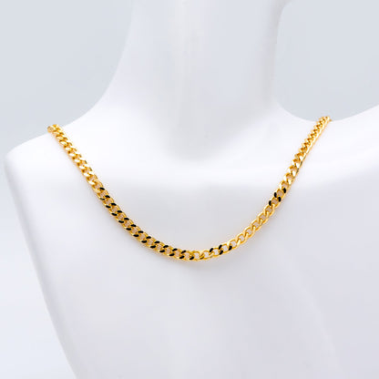 Gold/ Silver Tone Flat Curb Chain 4mm, 18K Gold/ Rhodium Plated Brass, Strong Curb Chain (#LK-429)/ 1 Meter=3.3 ft