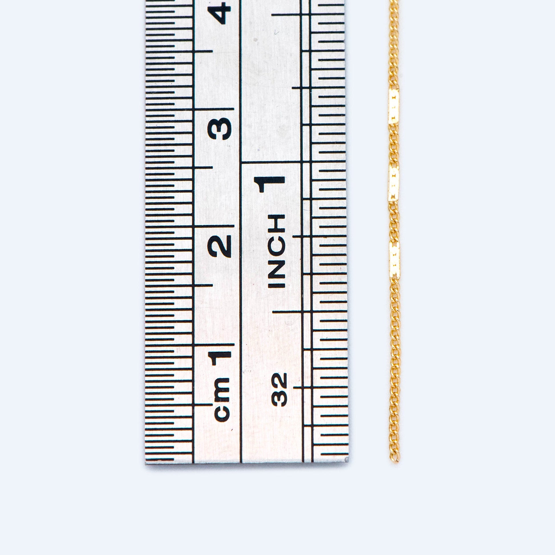 Gold Flat Circle Chains 1mm, Tiny Curb Chains, 18K Gold plated Brass, Dainty Necklace Findings (#LK-433)/ 1 Meter=3.3 ft