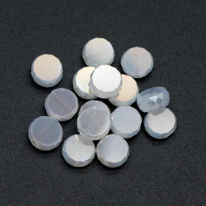 95pcs Faceted Coin Glass Beads, Crystal Round Button Beads 6mm, (TS-104)