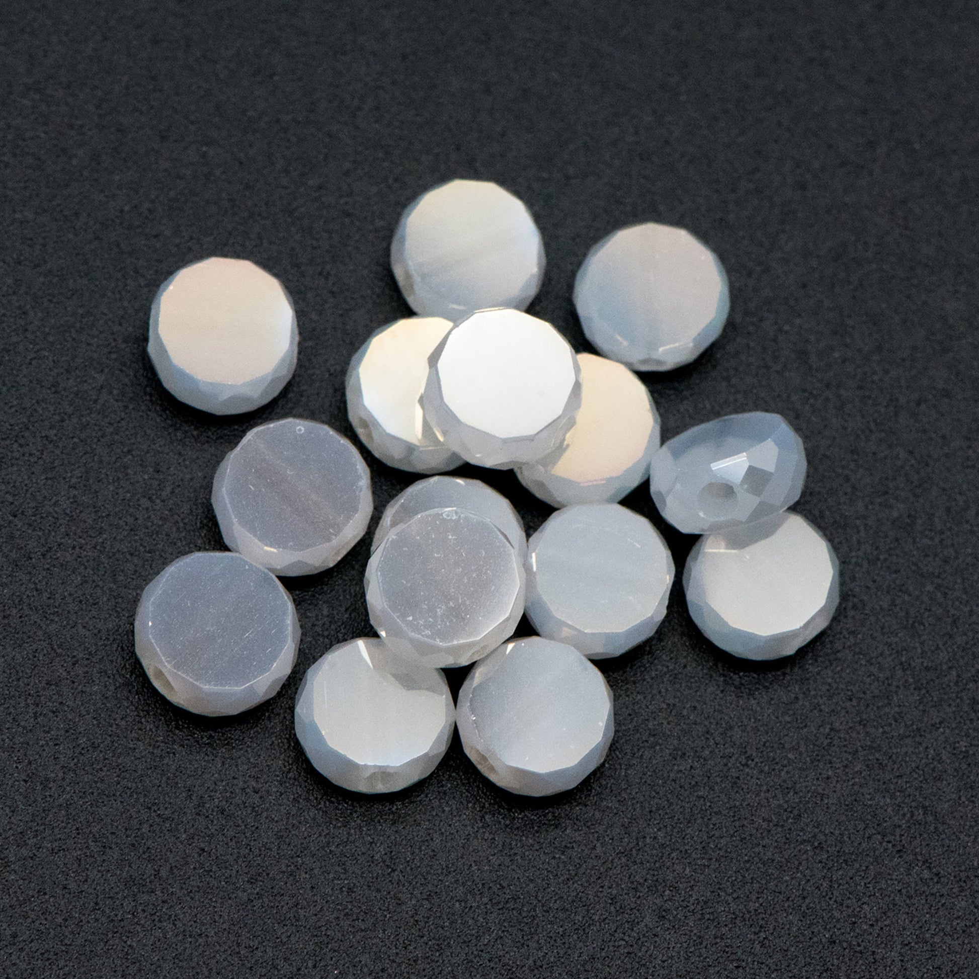 95pcs Faceted Coin Glass Beads, Crystal Round Button Beads 6mm, (TS-104)
