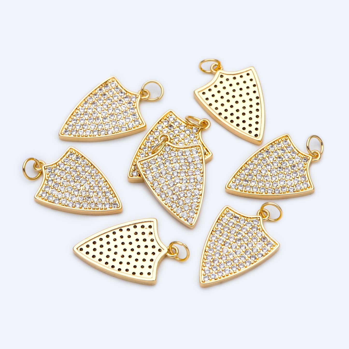 4pcs CZ pave Dainty Shield Charm Medieval Knight Medallion Pendant for Necklace Earring Bracelet Charm (GB-1560)