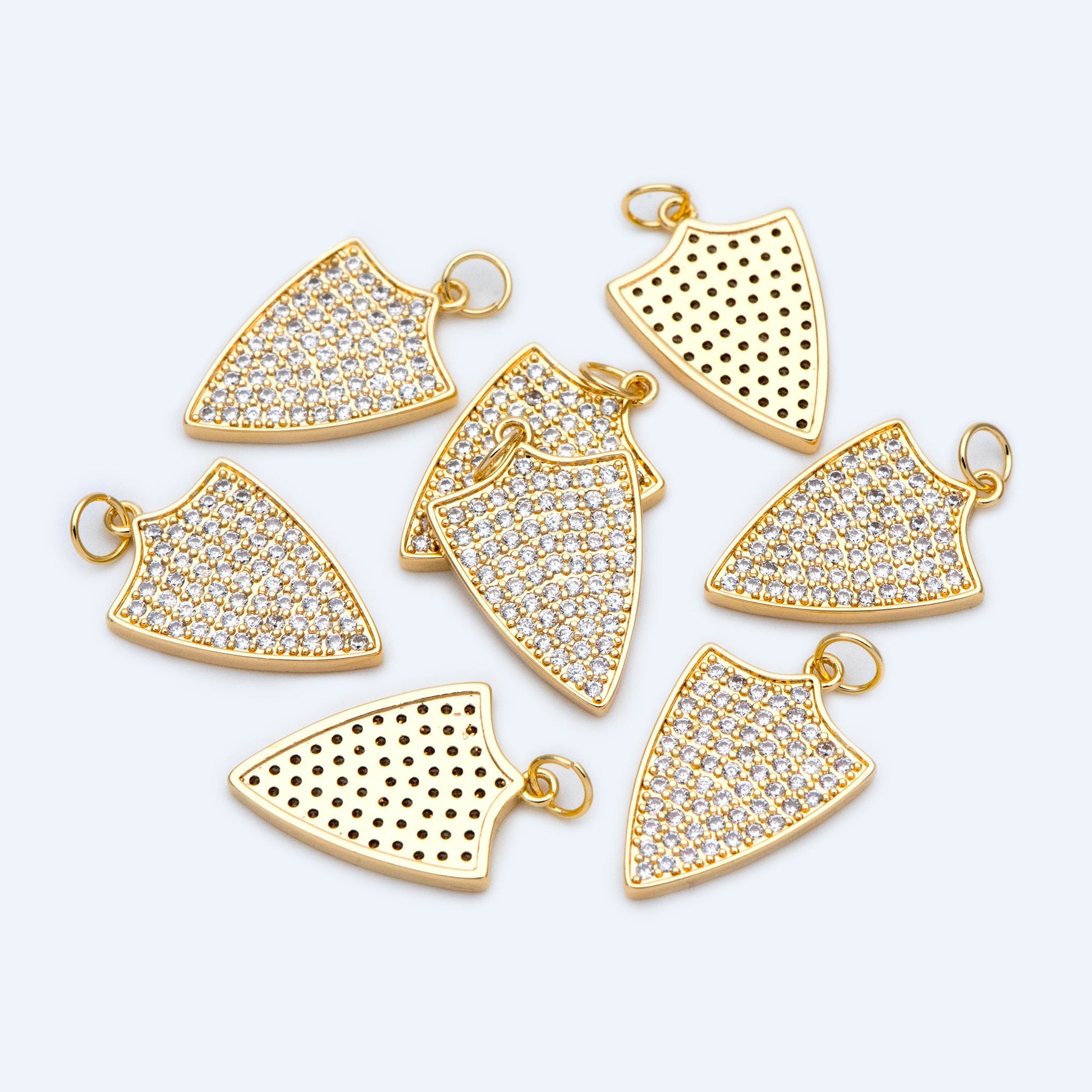 4pcs CZ pave Dainty Shield Charm Medieval Knight Medallion Pendant for Necklace Earring Bracelet Charm (GB-1560)