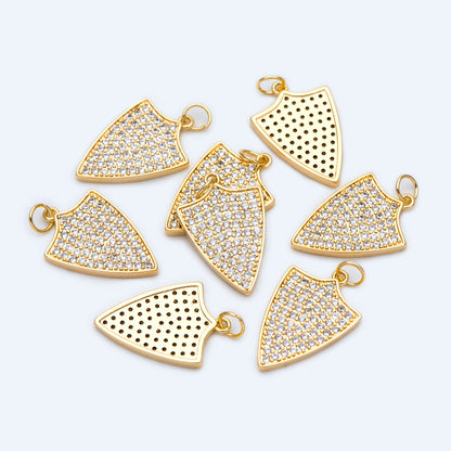 4pcs CZ pave Dainty Shield Charm Medieval Knight Medallion Pendant for Necklace Earring Bracelet Charm (GB-1560)