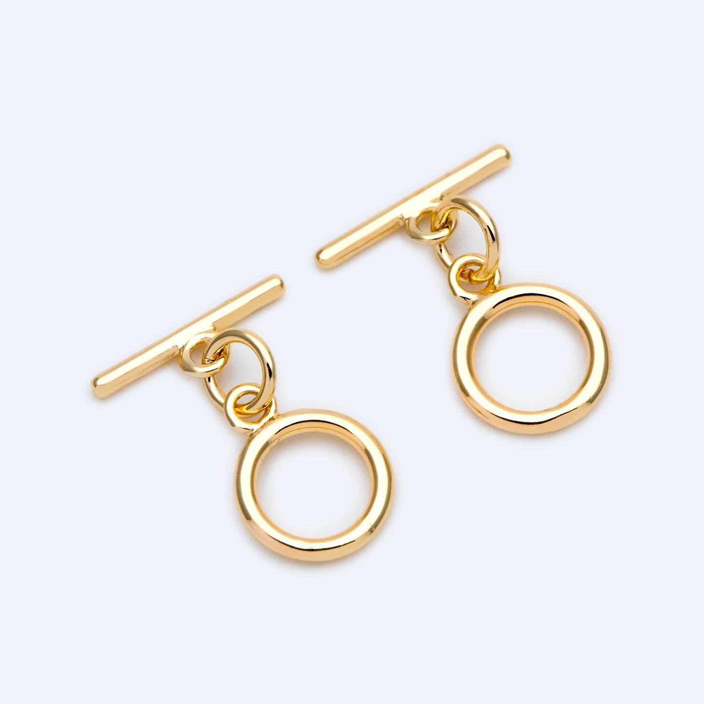 10 sets Gold Toggle Clasp, Real Gold plated Brass, Easy Close Clasp 9mm Smooth Round (#GB-1543-C)